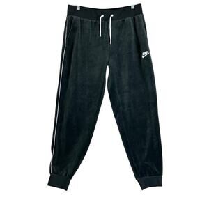 Nike Womens Sweatpants Black Velour Pull On Drawstring Joggers Stretch Medium